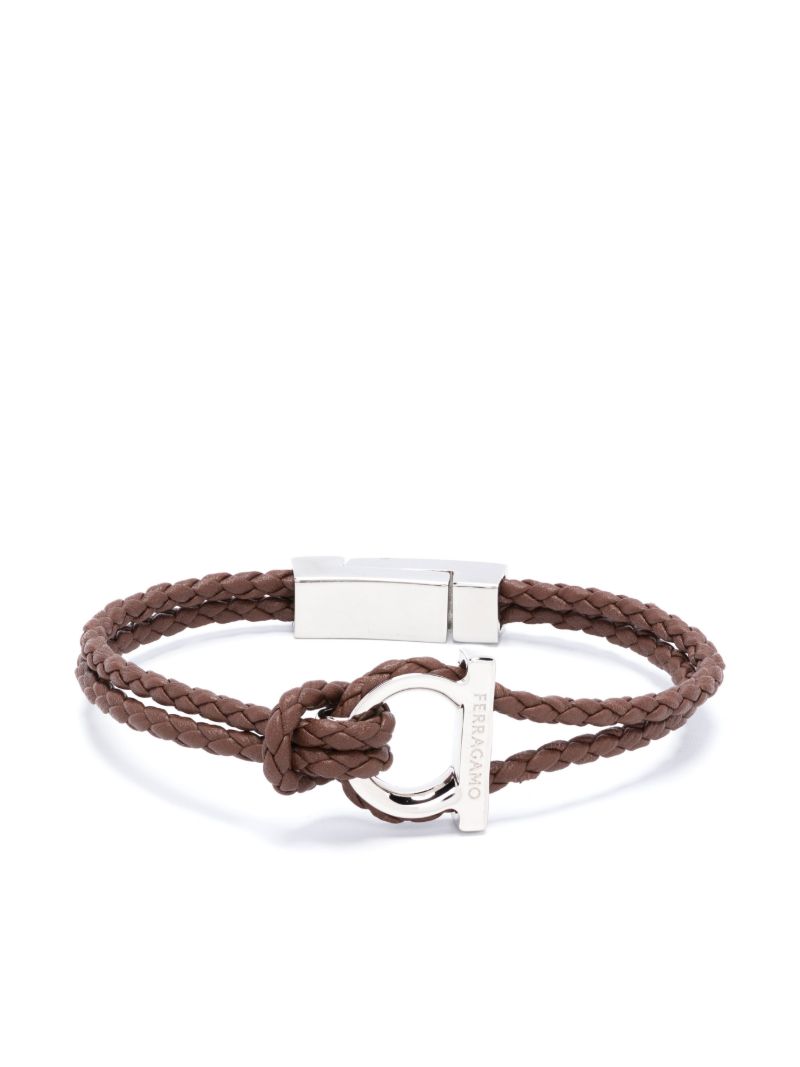 Brown Gancini Leather Bracelet
