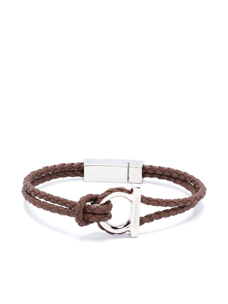 Brown Gancini Leather Bracelet