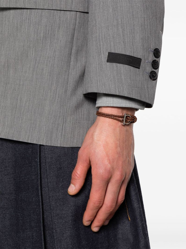 Brown Gancini Leather Bracelet