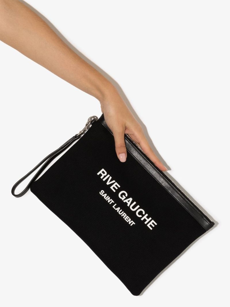 Black Rive Gauche Leather Clutch Bag