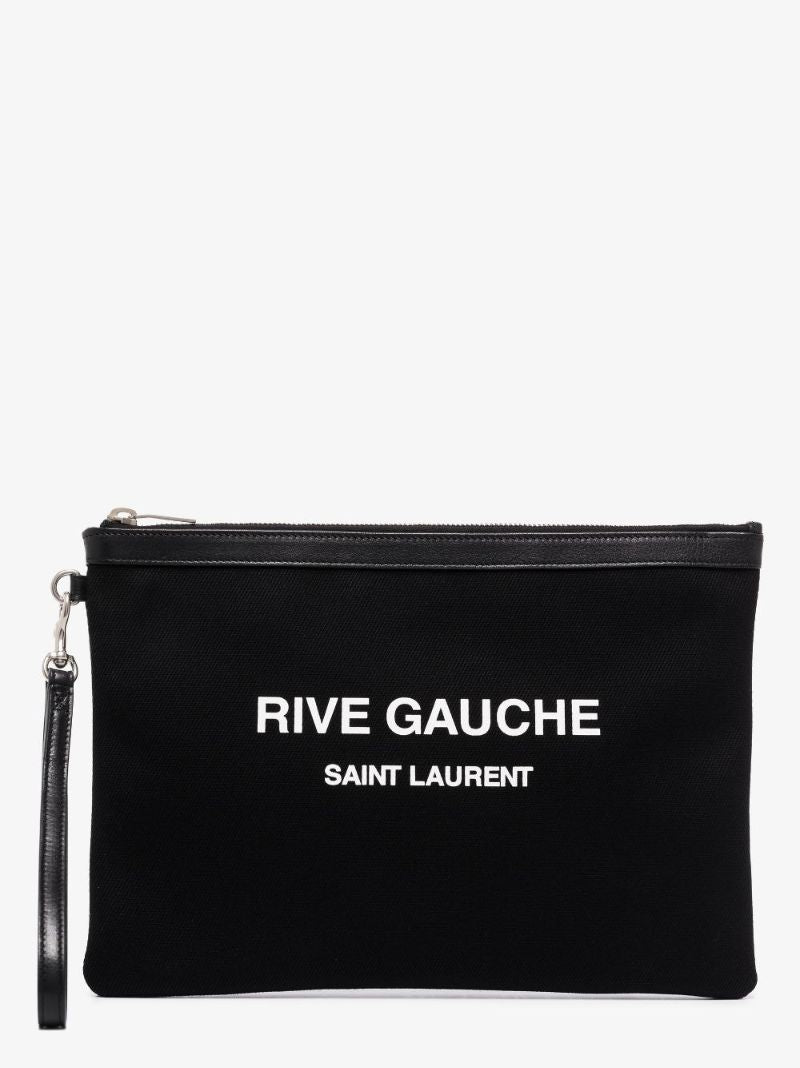 Black Rive Gauche Leather Clutch Bag