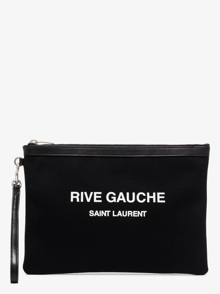 Black Rive Gauche Leather Clutch Bag