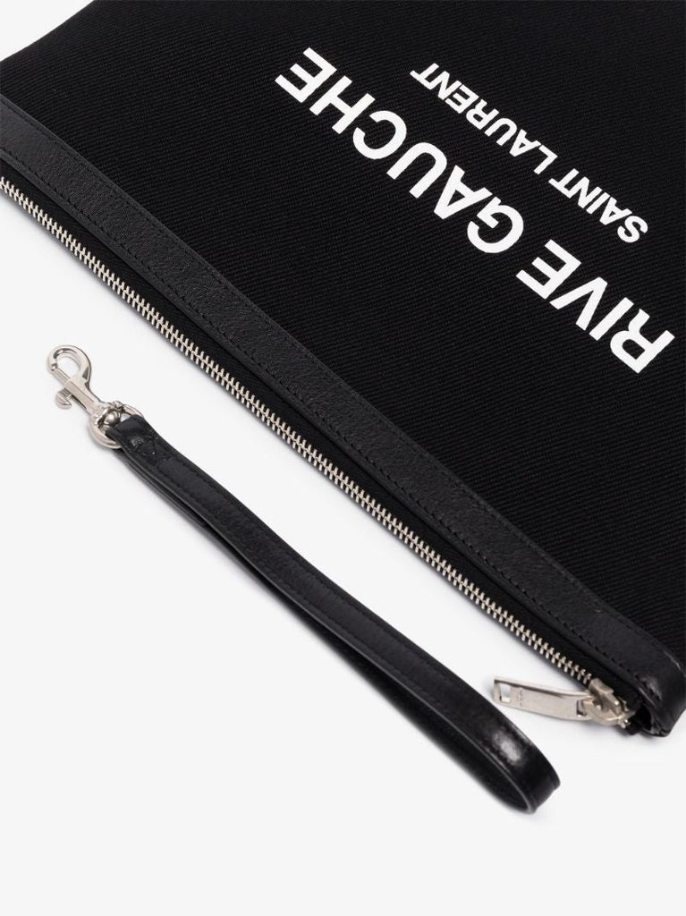 Black Rive Gauche Leather Clutch Bag