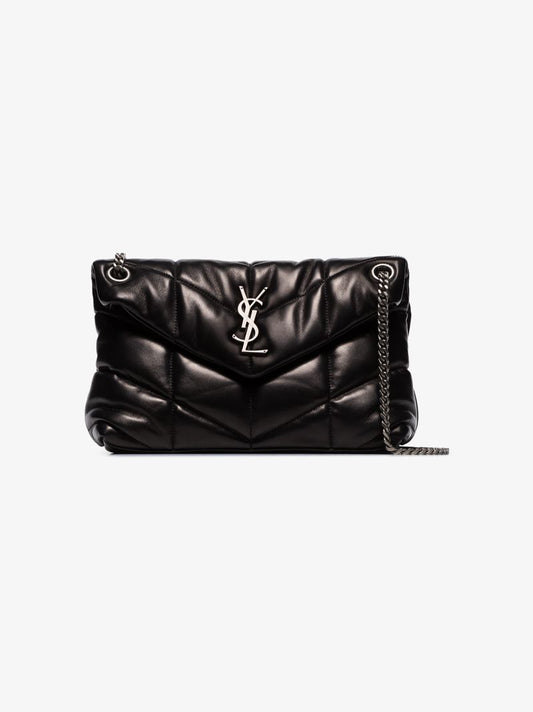 Black Puffer Small Leather Shoulder Bag