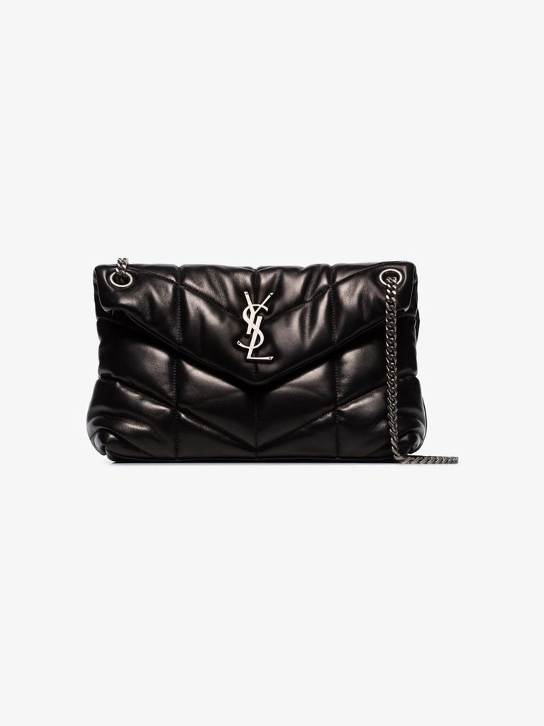Black Puffer Small Leather Shoulder Bag
