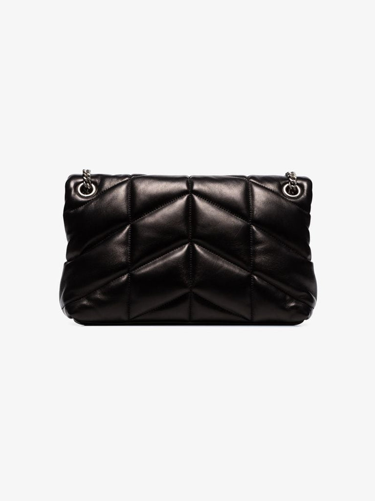 Black Puffer Small Leather Shoulder Bag