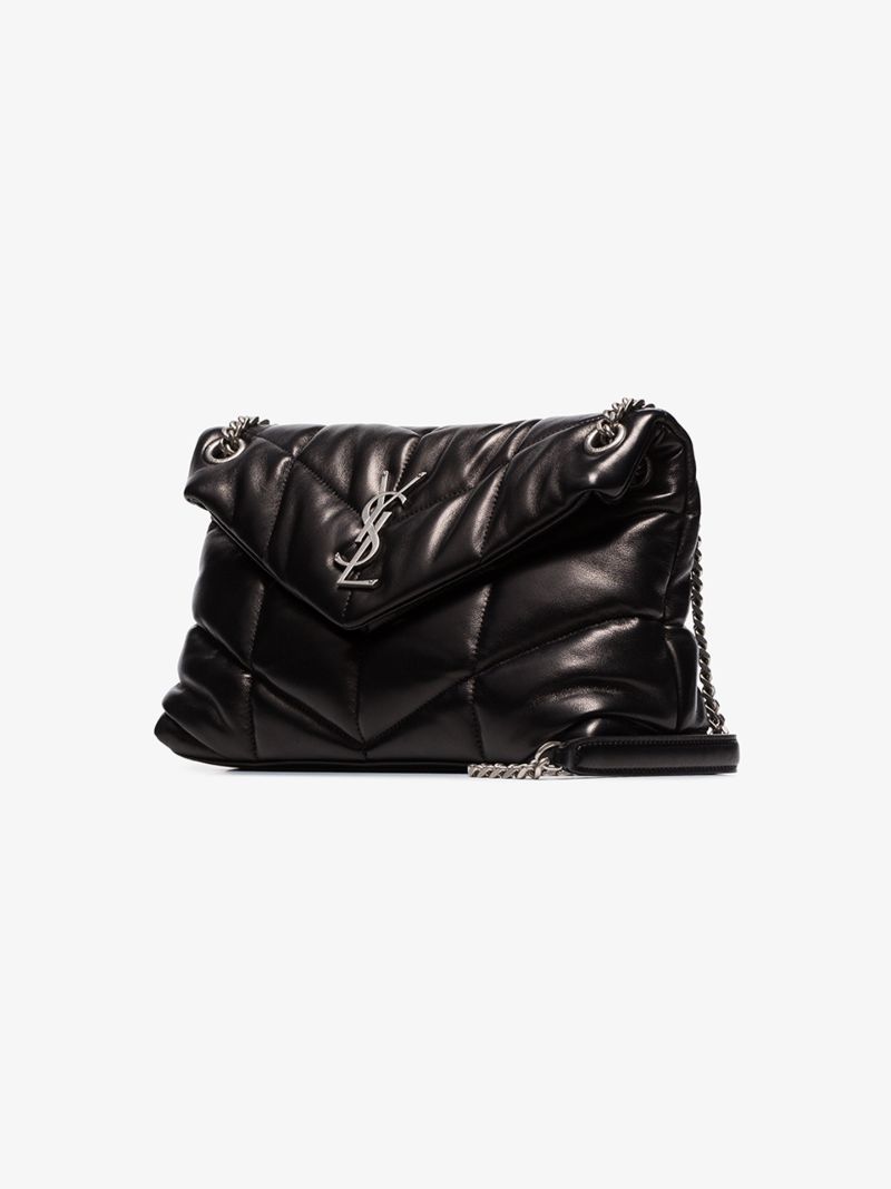 Black Puffer Small Leather Shoulder Bag