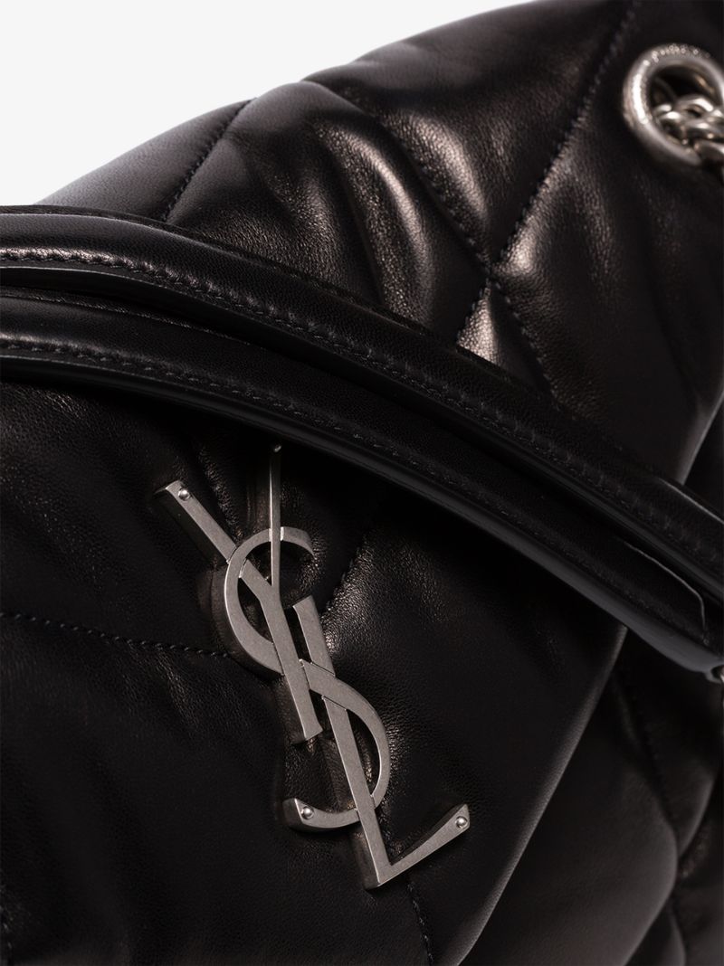Black Puffer Small Leather Shoulder Bag