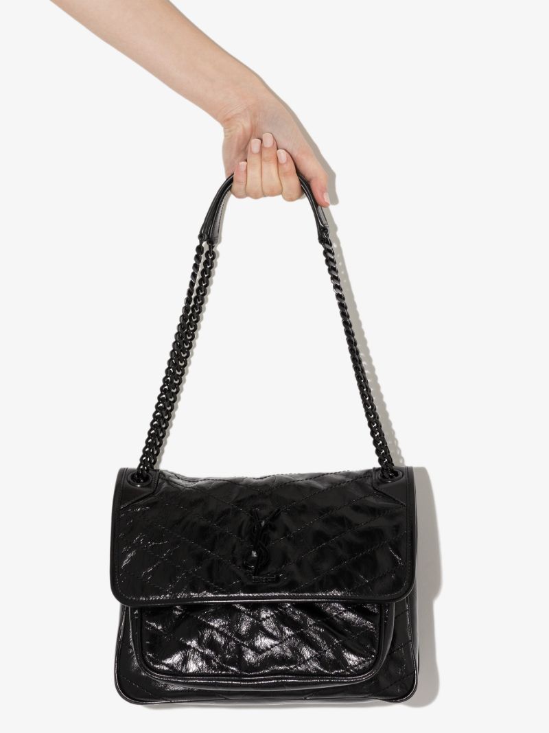 Black Niki Medium Leather Shoulder Bag