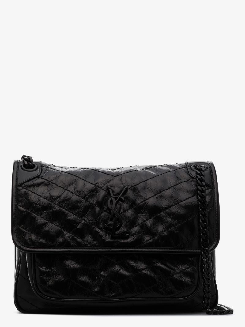 Black Niki Medium Leather Shoulder Bag