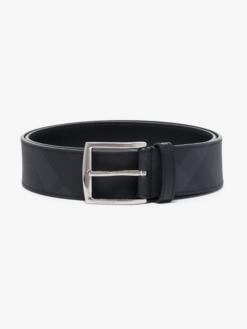 Black London Check Leather Belt