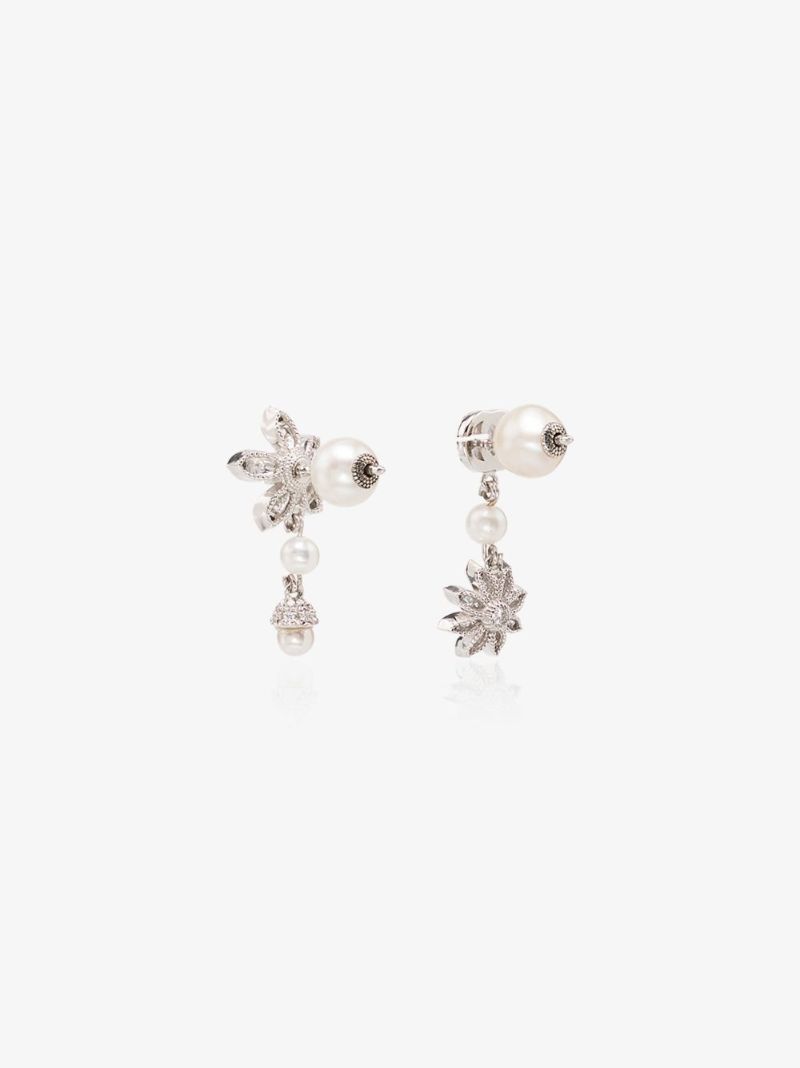 18k White Gold Mismatched Diamond Earrings