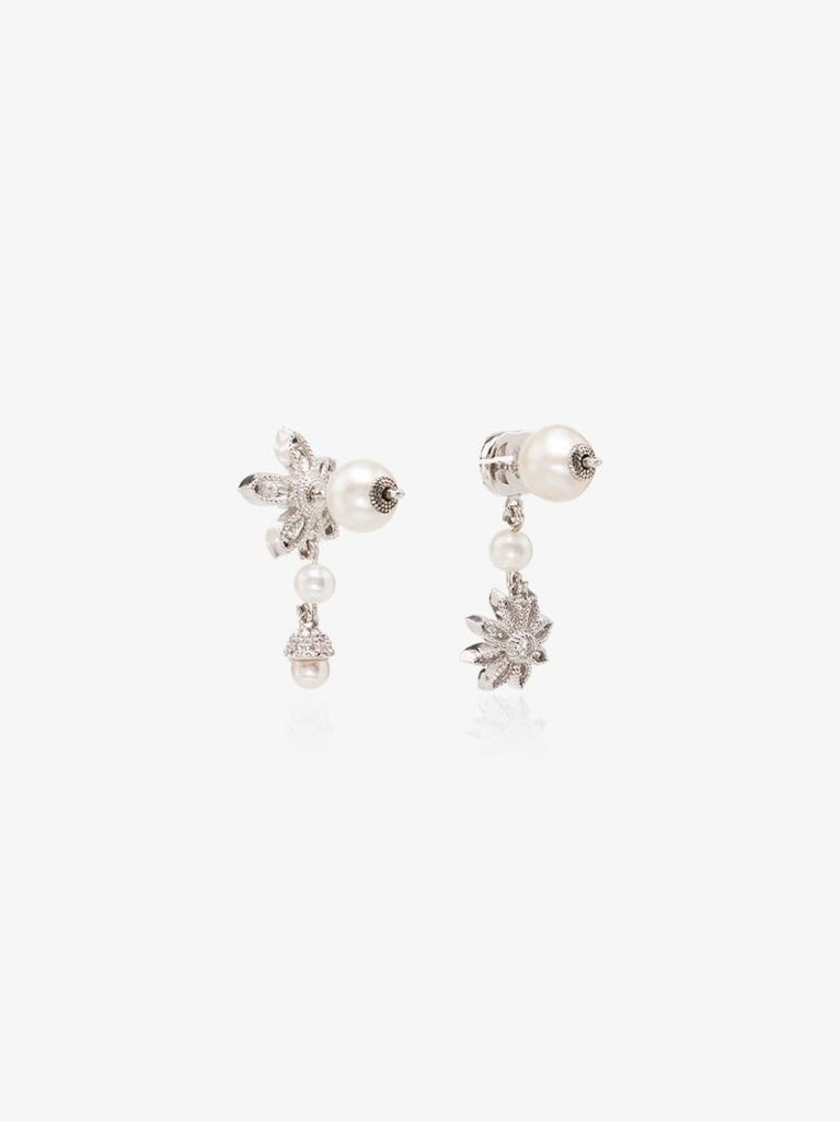 18k White Gold Mismatched Diamond Earrings
