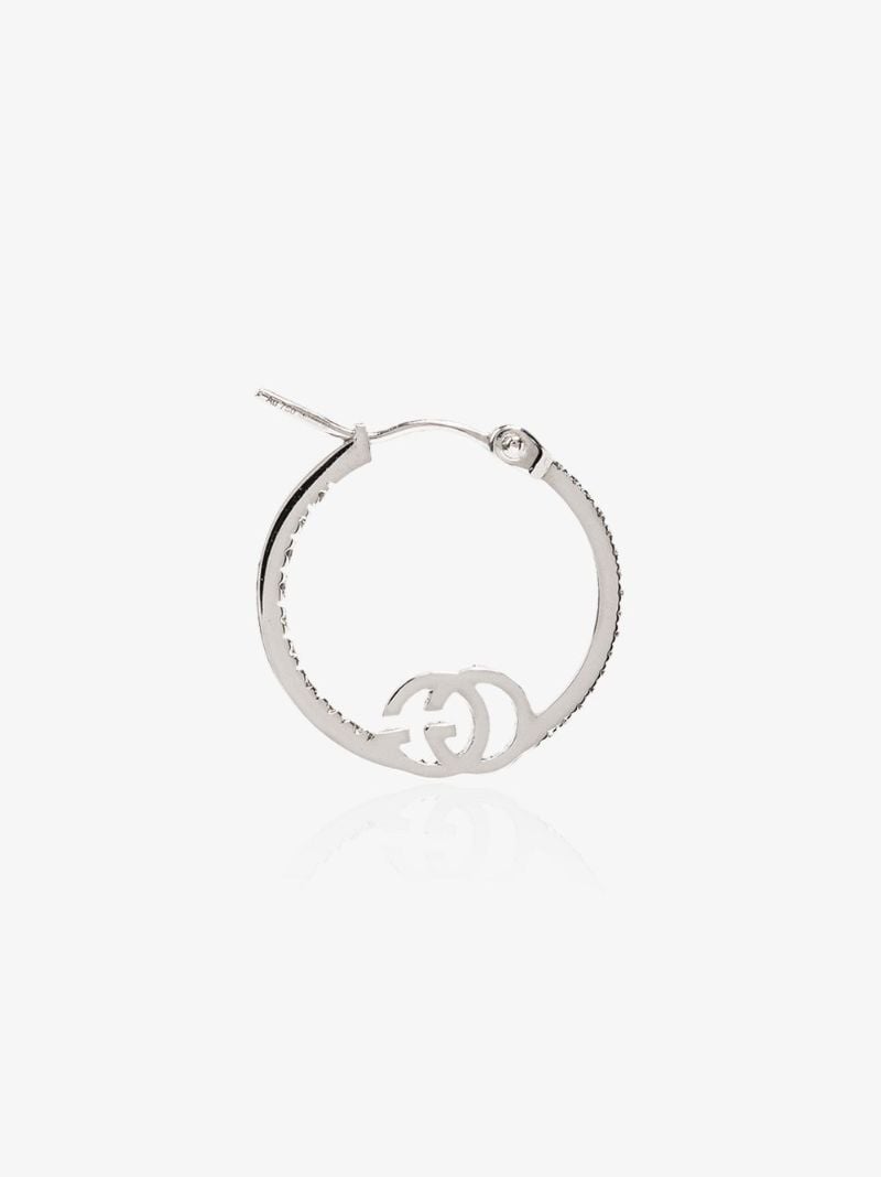 18k White Gold Running Diamond Hoop Earrings