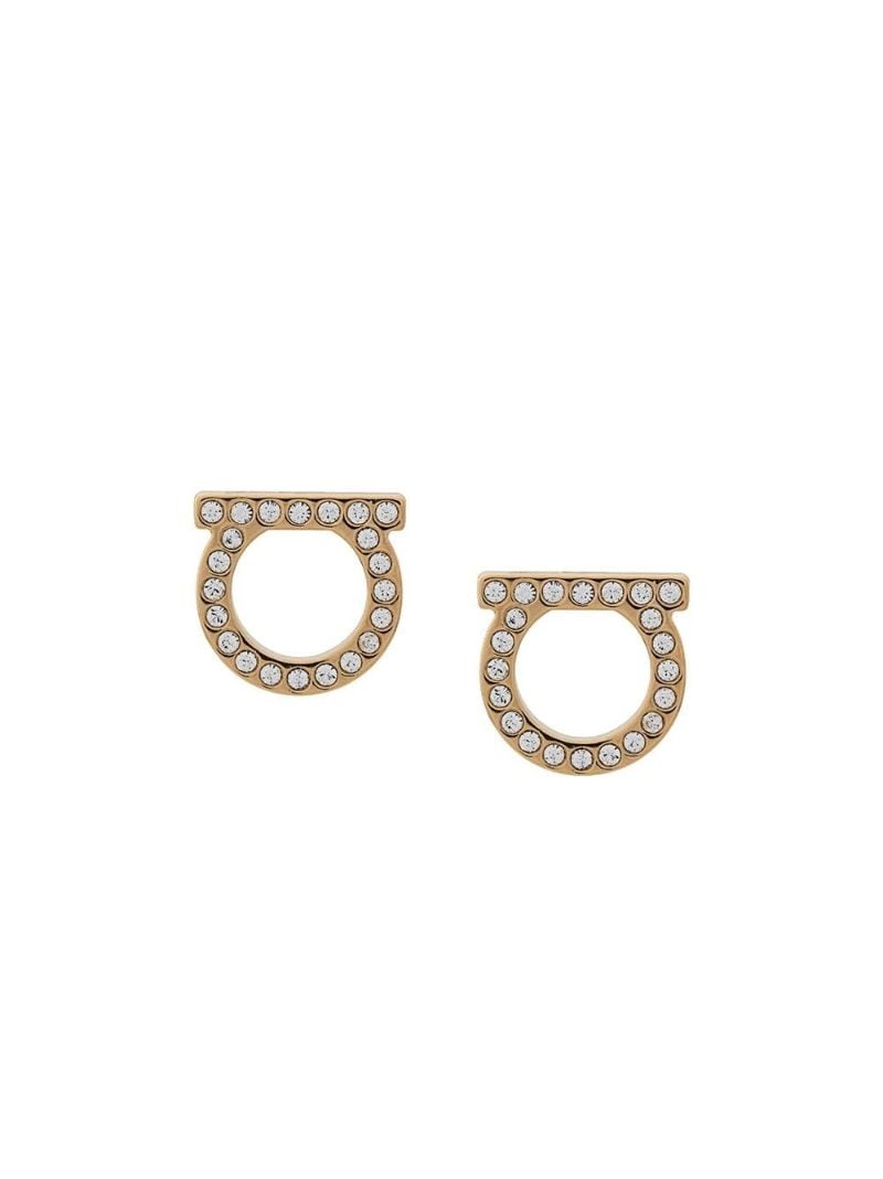 Gold-tone Gancini Crystal Stud Earrings