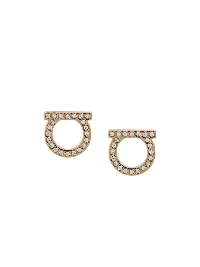 Gold-tone Gancini Crystal Stud Earrings