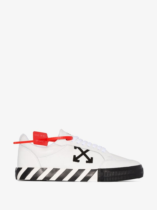 White Vulcanized Low Top Leather Sneakers