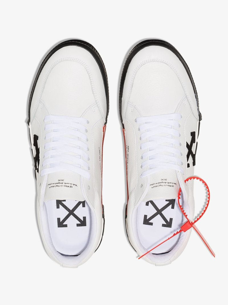 White Vulcanized Low Top Leather Sneakers