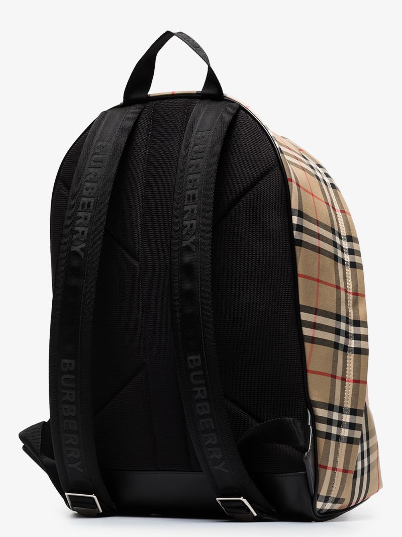 Beige Vintage Check Cotton Backpack