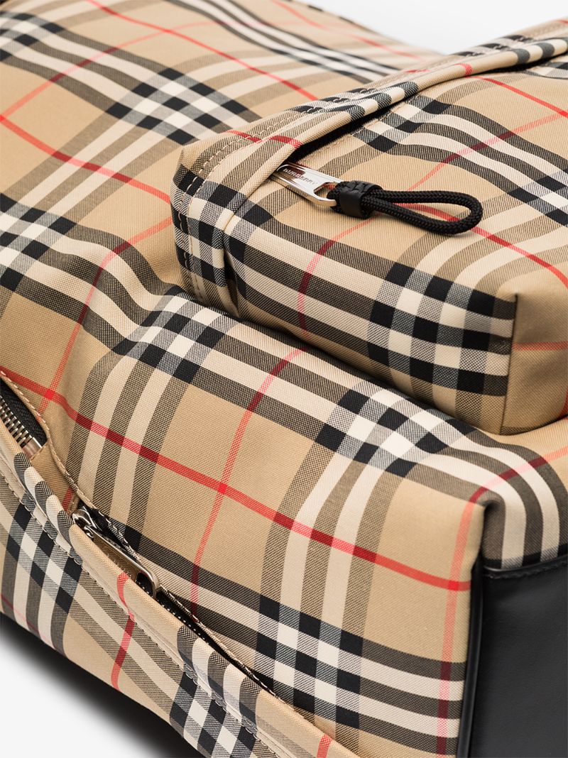 Beige Vintage Check Cotton Backpack