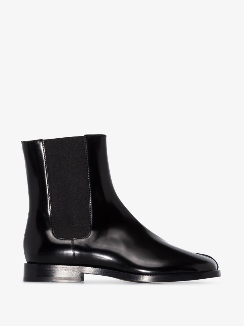 Black Tabi Patent Leather Chelsea Boots