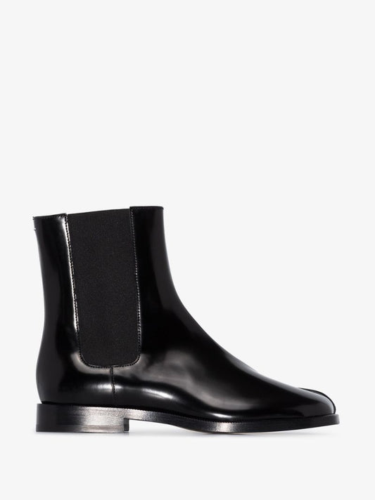 Black Tabi Patent Leather Chelsea Boots