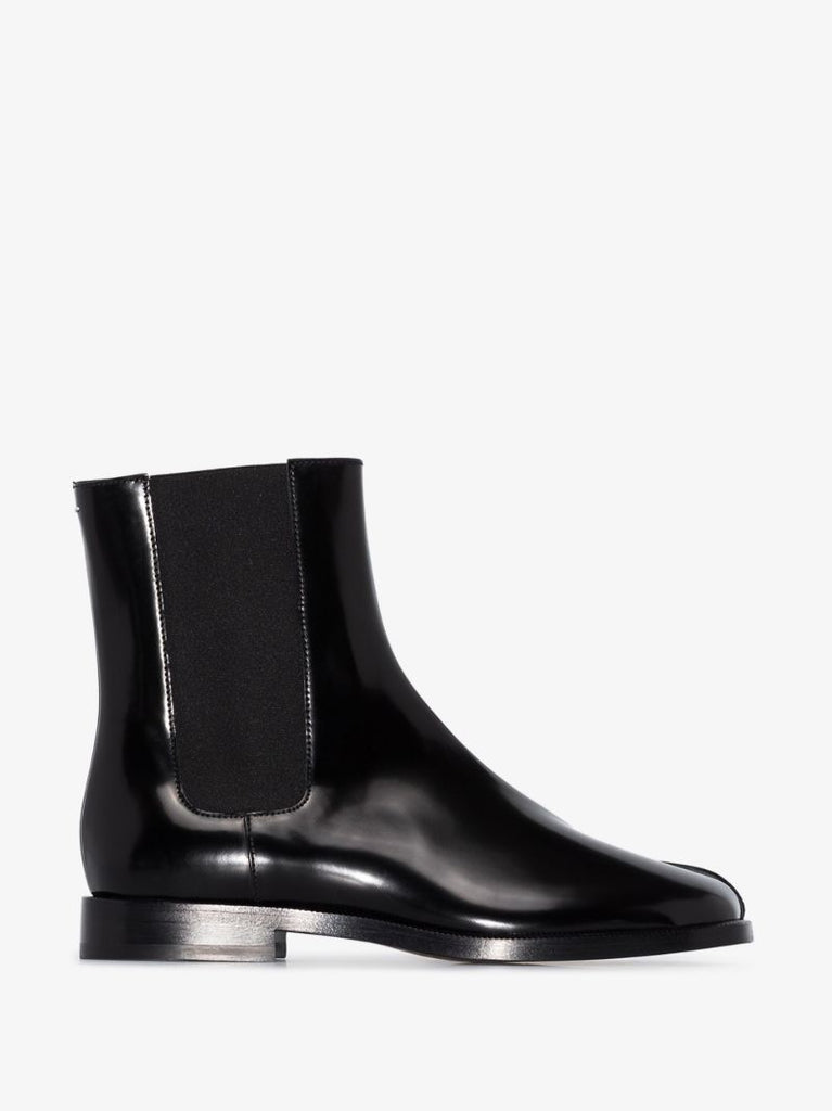 Black Tabi Patent Leather Chelsea Boots