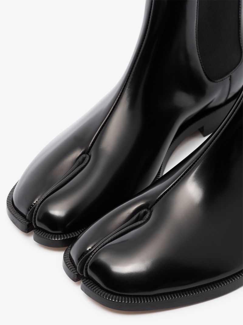 Black Tabi Patent Leather Chelsea Boots