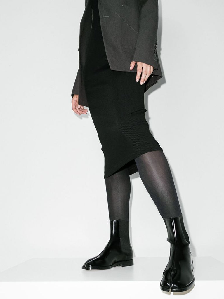 Black Tabi Patent Leather Chelsea Boots