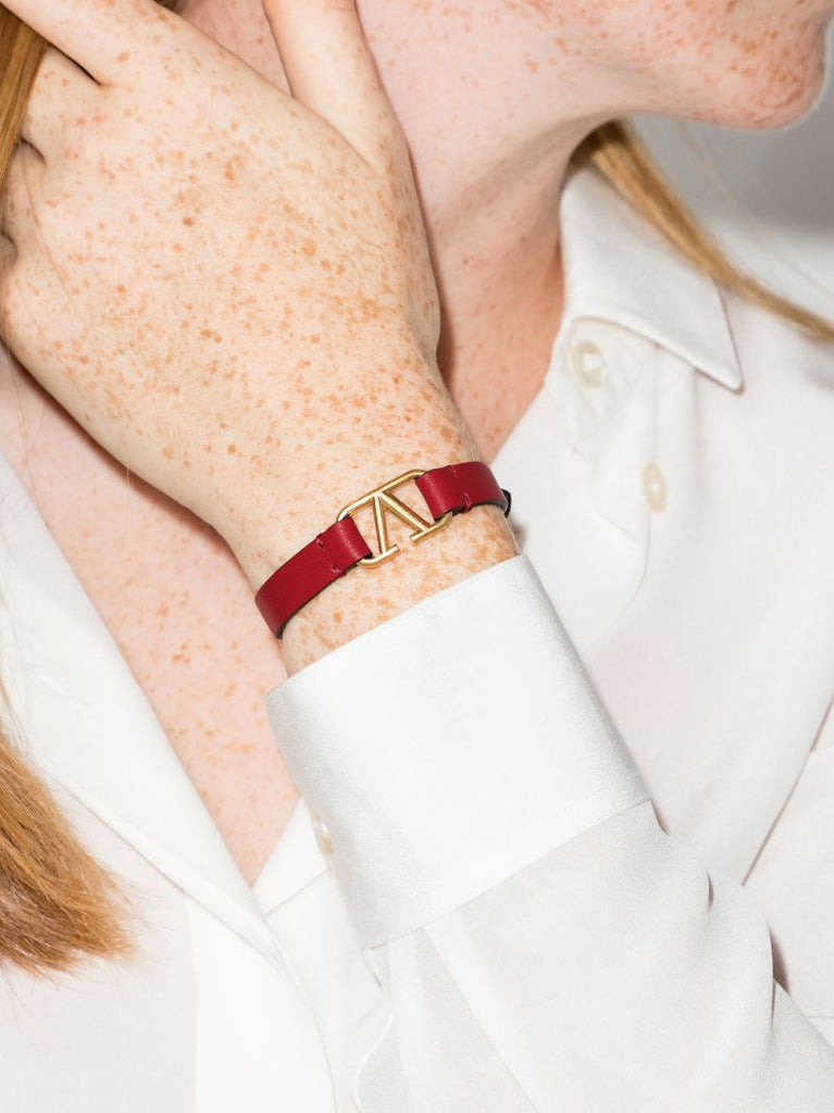 Red Vlogo Signature Leather Bracelet