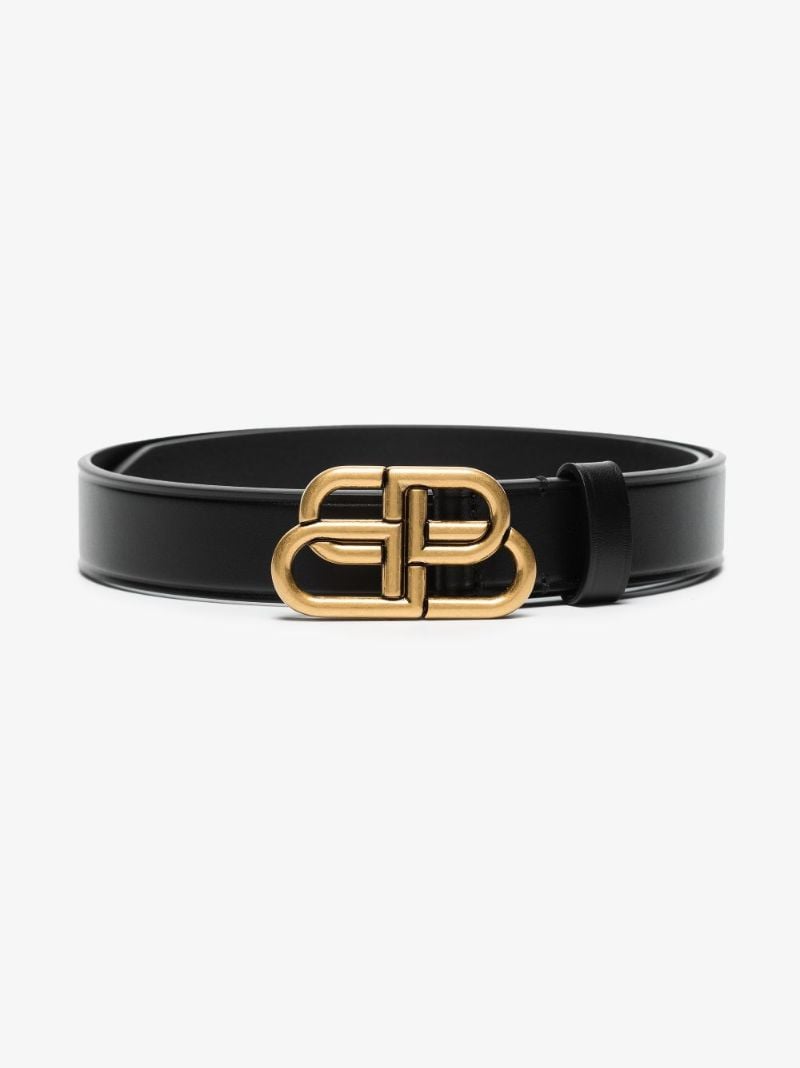 Black Bb Logo Leather Belt