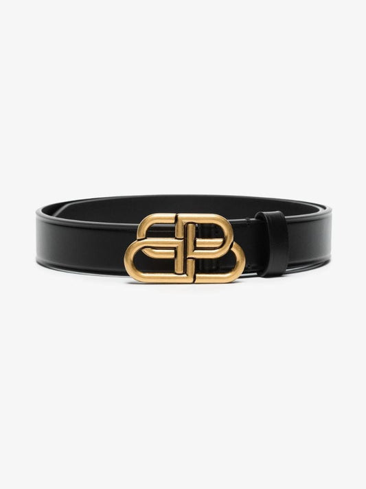 Black Bb Logo Leather Belt