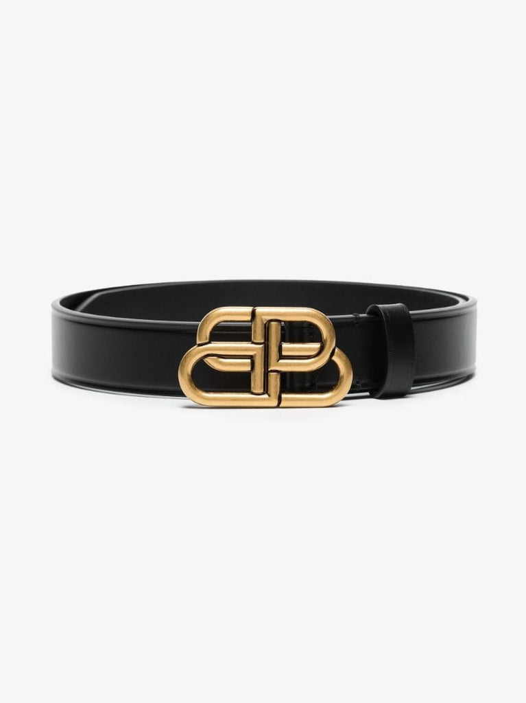 Black Bb Logo Leather Belt