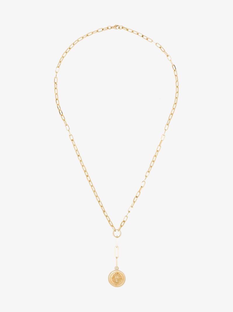 18k Yellow Gold Strength Baby Medallion Diamond Necklace