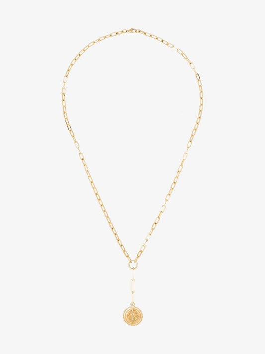 18k Yellow Gold Strength Baby Medallion Diamond Necklace