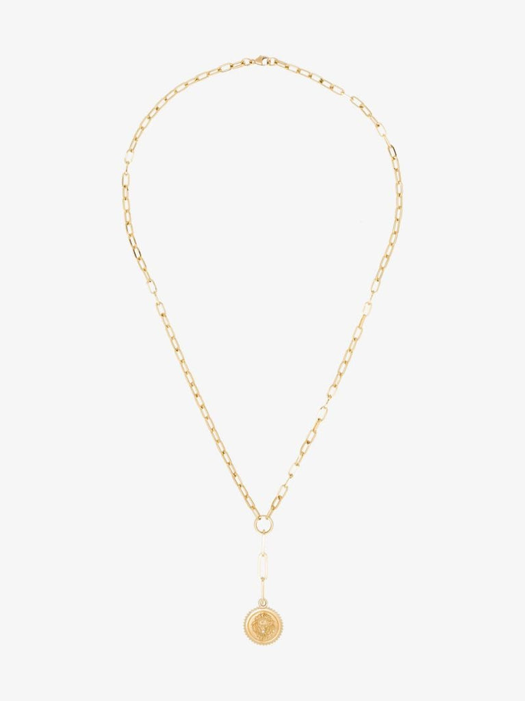 18k Yellow Gold Strength Baby Medallion Diamond Necklace