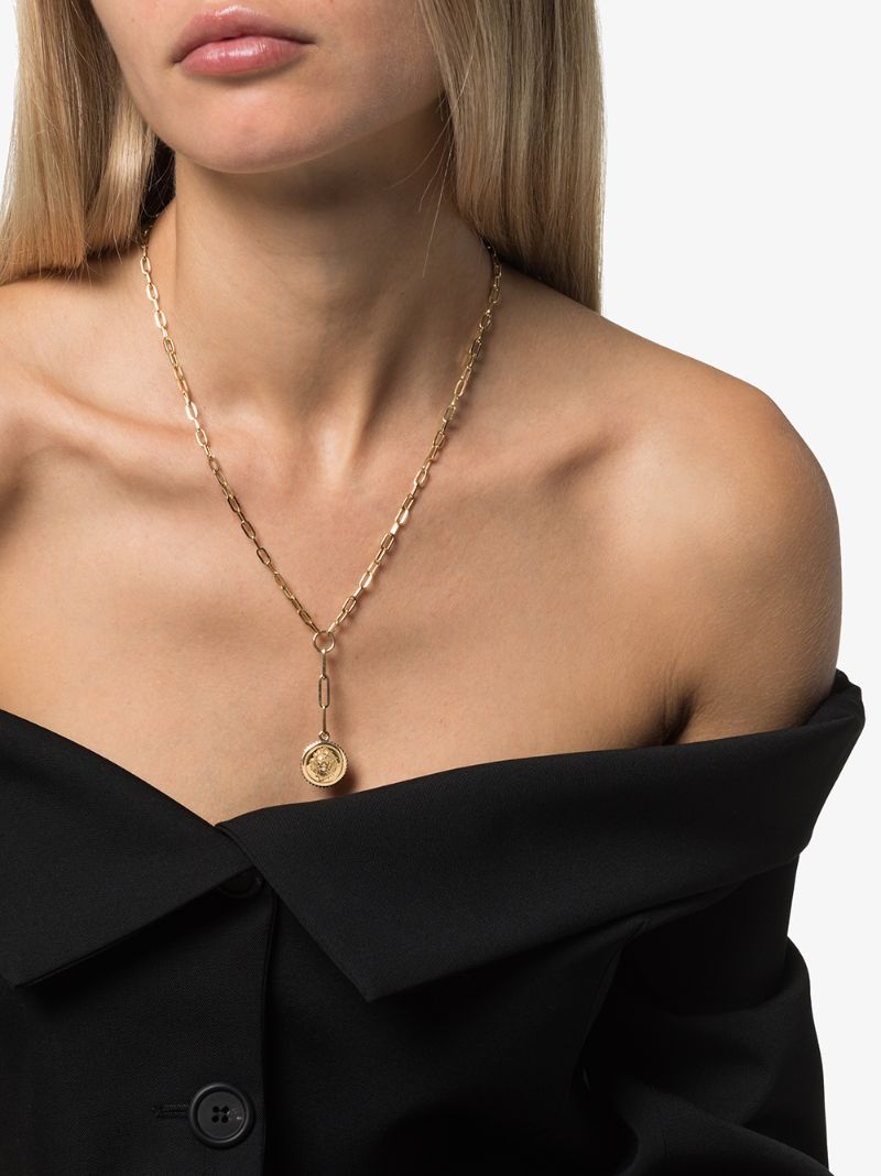 18k Yellow Gold Strength Baby Medallion Diamond Necklace