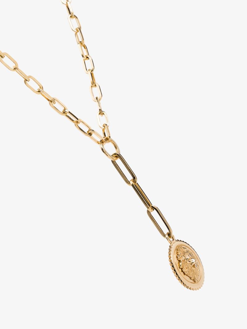 18k Yellow Gold Strength Baby Medallion Diamond Necklace
