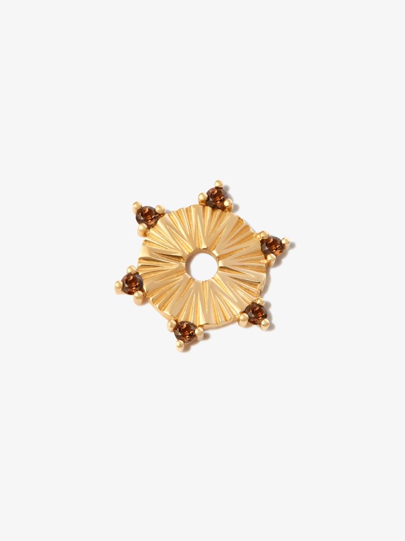 18k Yellow Gold Element Small Smoked Topaz Charm