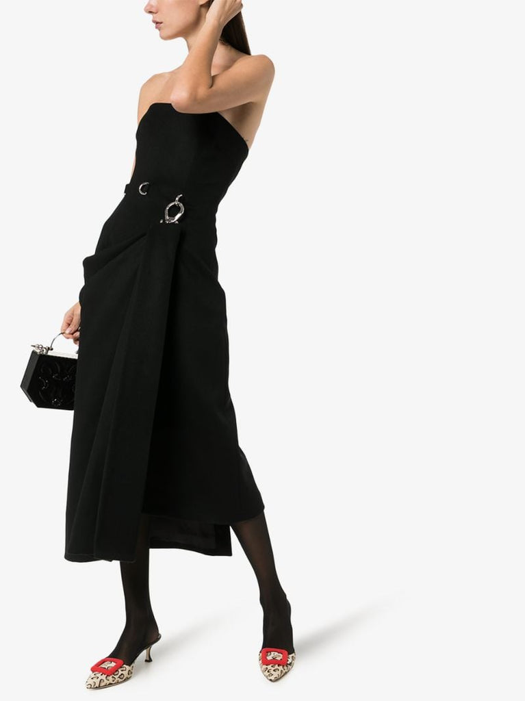 Strapless Draped Harness Dress