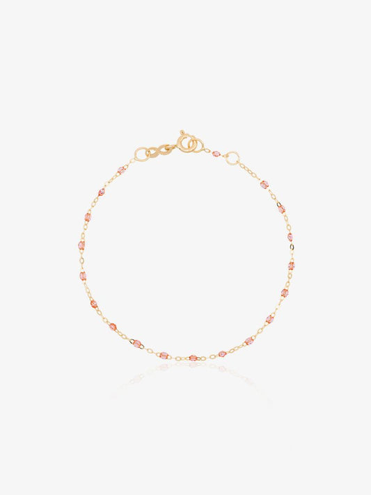 18k Yellow Gold Classic Pink Bead Bracelet