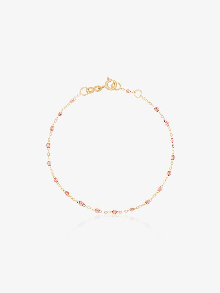 18k Yellow Gold Classic Pink Bead Bracelet