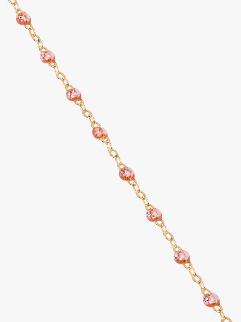 18k Yellow Gold Classic Pink Bead Bracelet