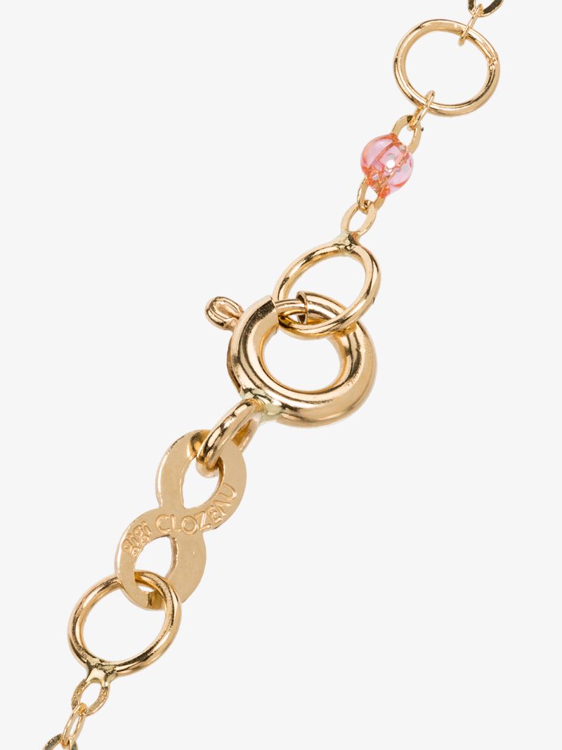 18k Yellow Gold Classic Pink Bead Bracelet