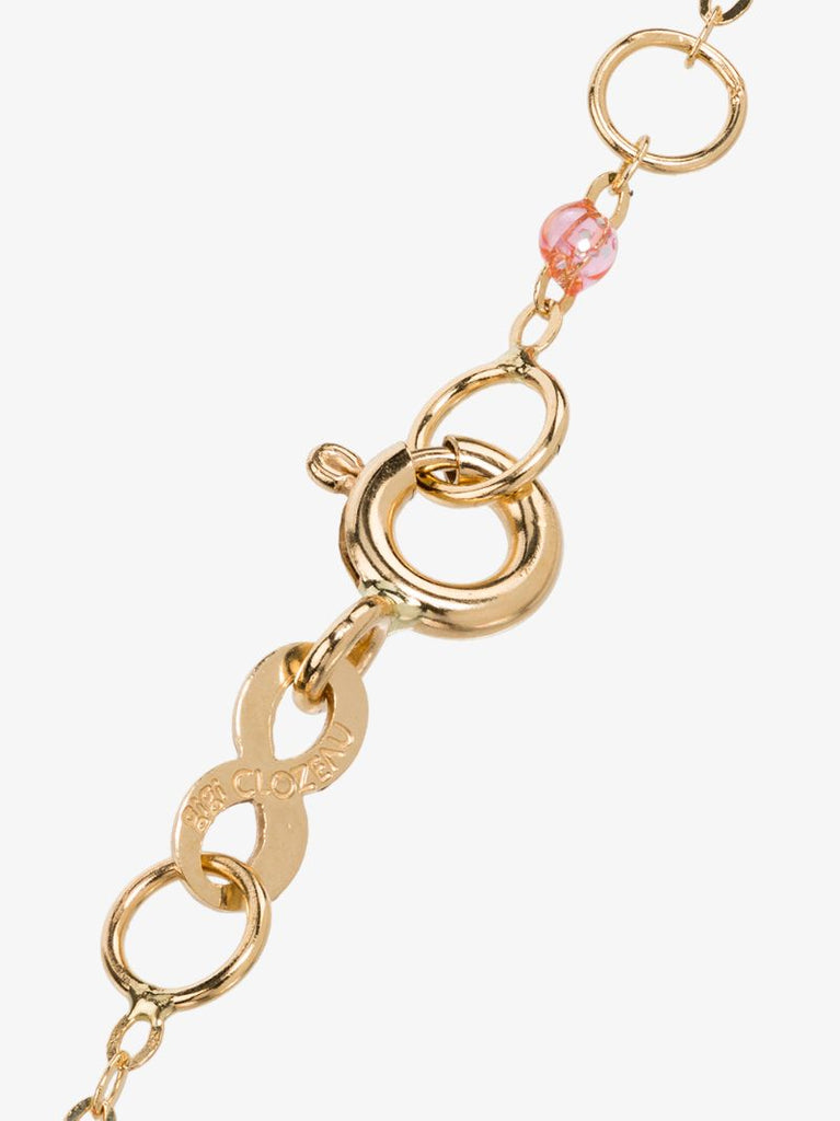 18k Yellow Gold Classic Pink Bead Bracelet