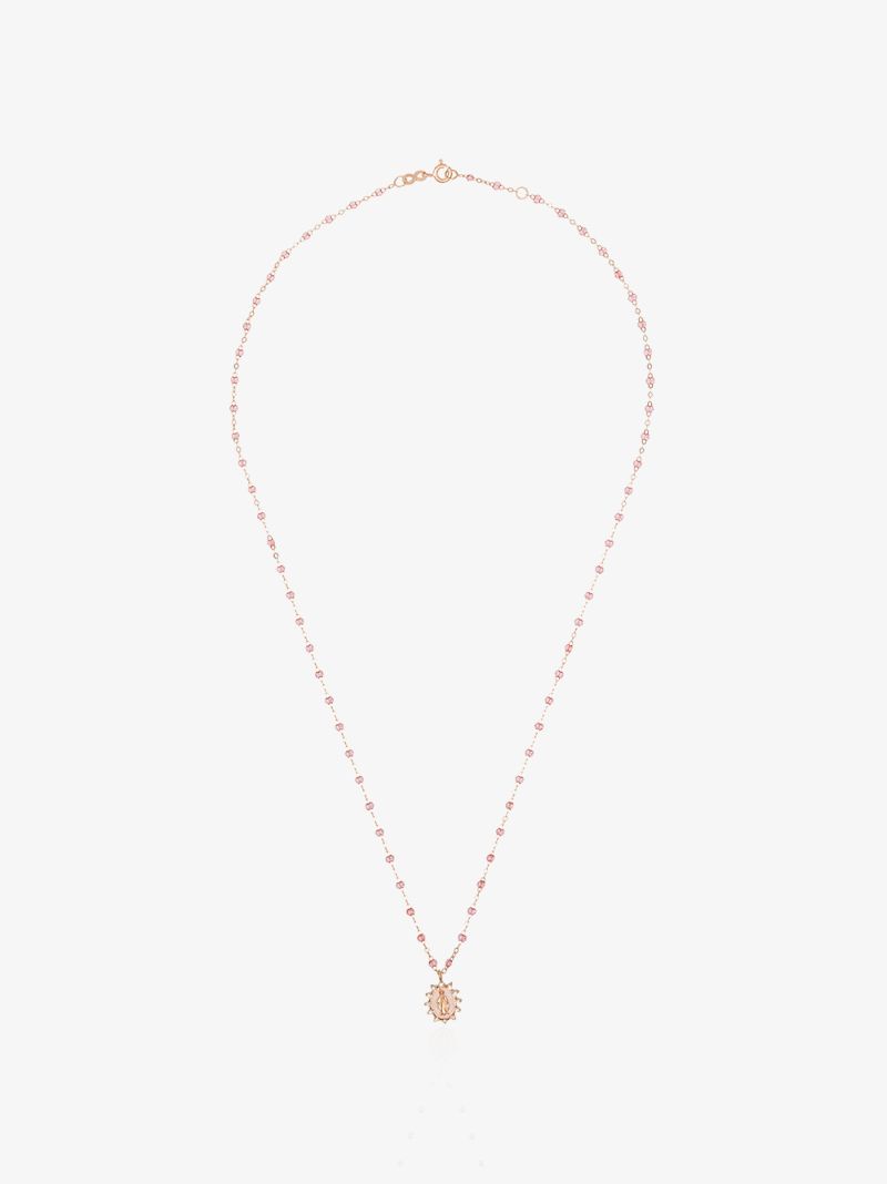 18k Rose Gold Mary Charm Diamond Necklace