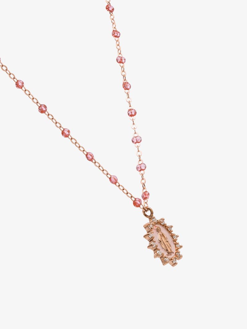 18k Rose Gold Mary Charm Diamond Necklace