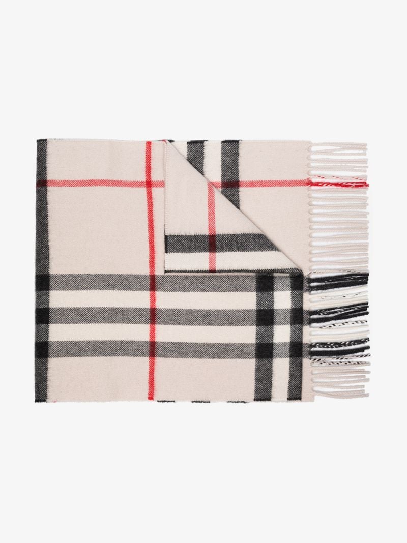 Grey Vintage Check Cashmere Scarf