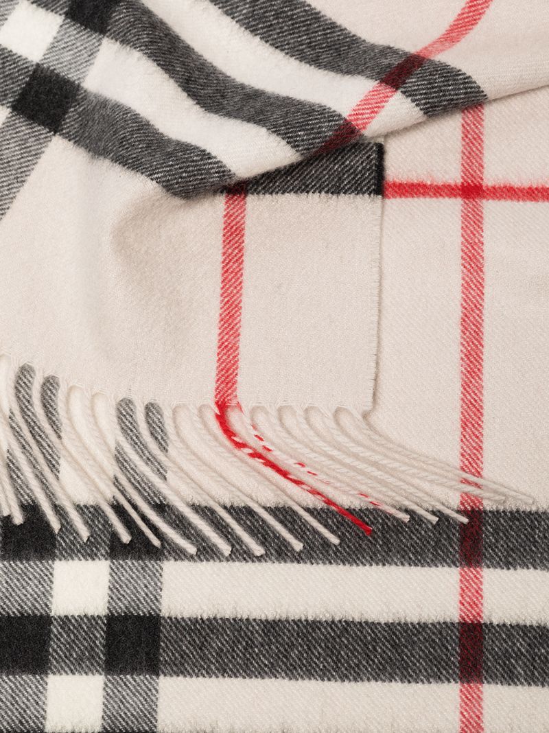 Grey Vintage Check Cashmere Scarf