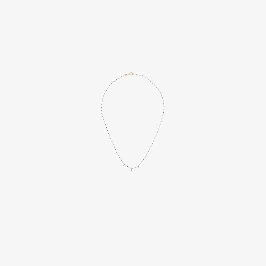 18k Yellow Gold Beaded Three Diamond Necklace